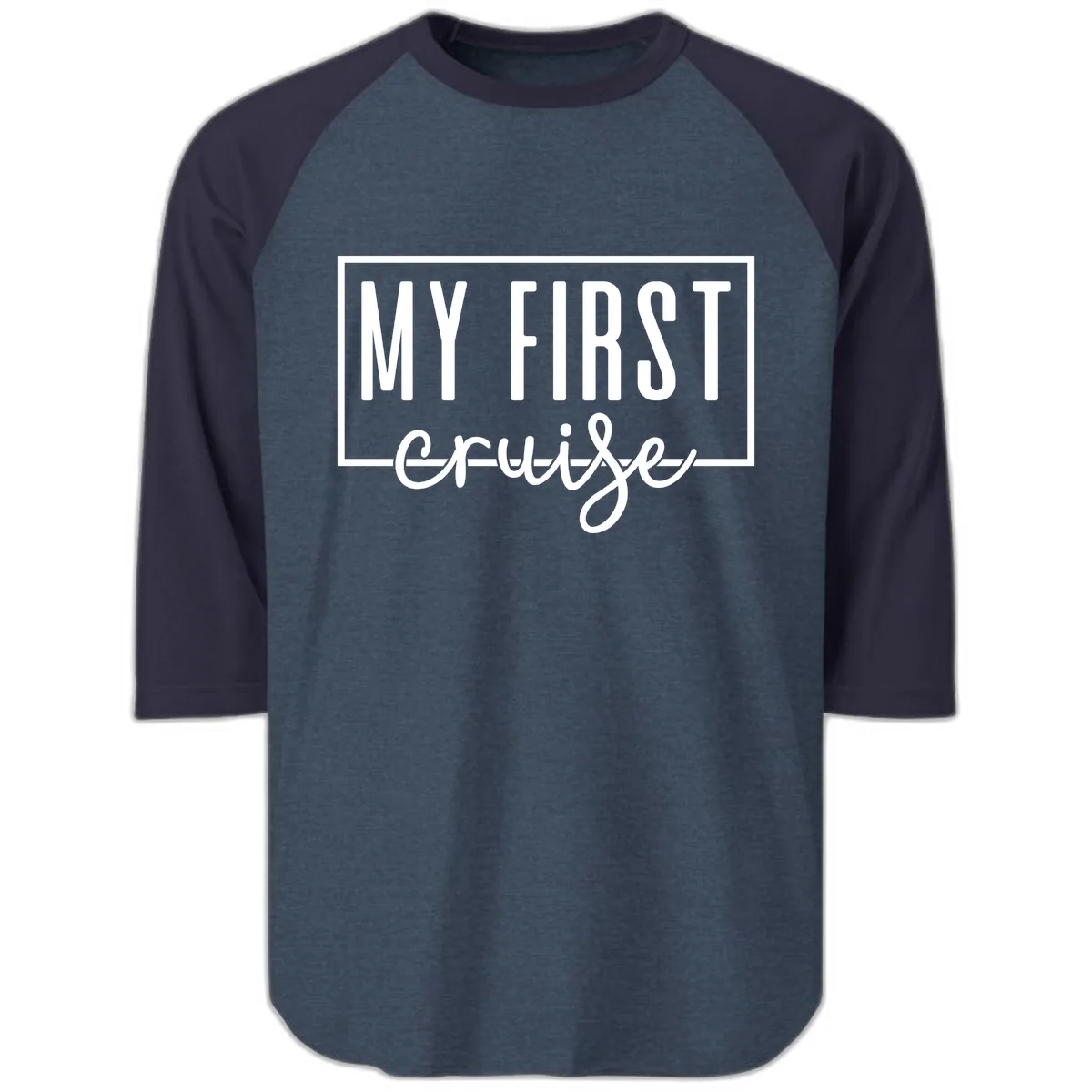 My First Cruise Raglan 3/4 in Heather Denim Navy