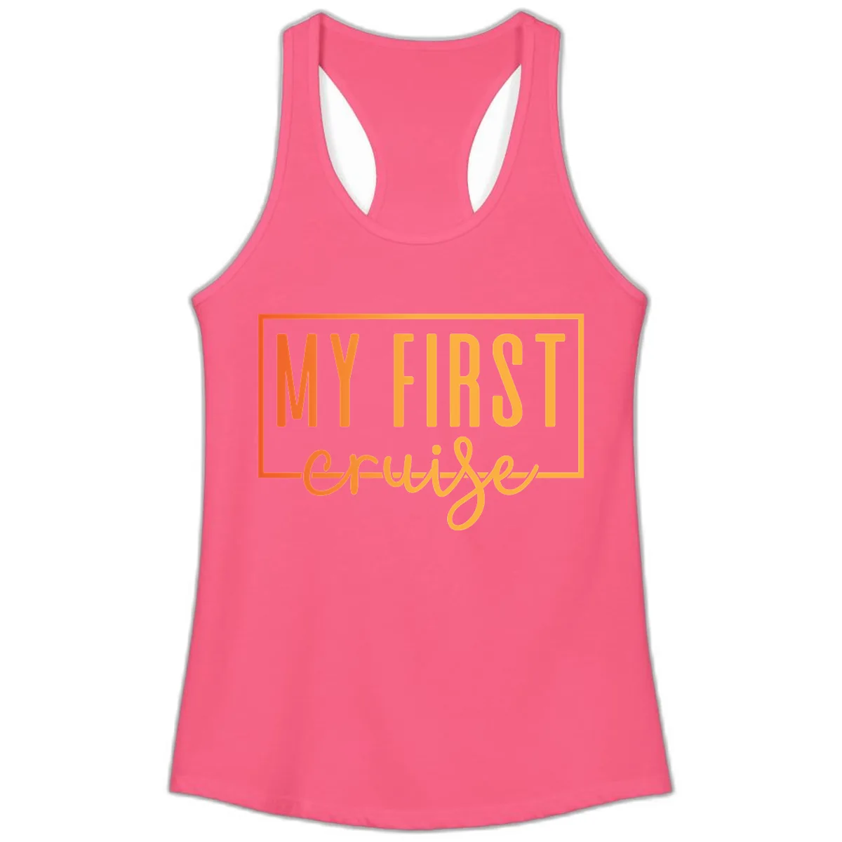 My First Cruise Ladies Tank in Solid Hot Pink
