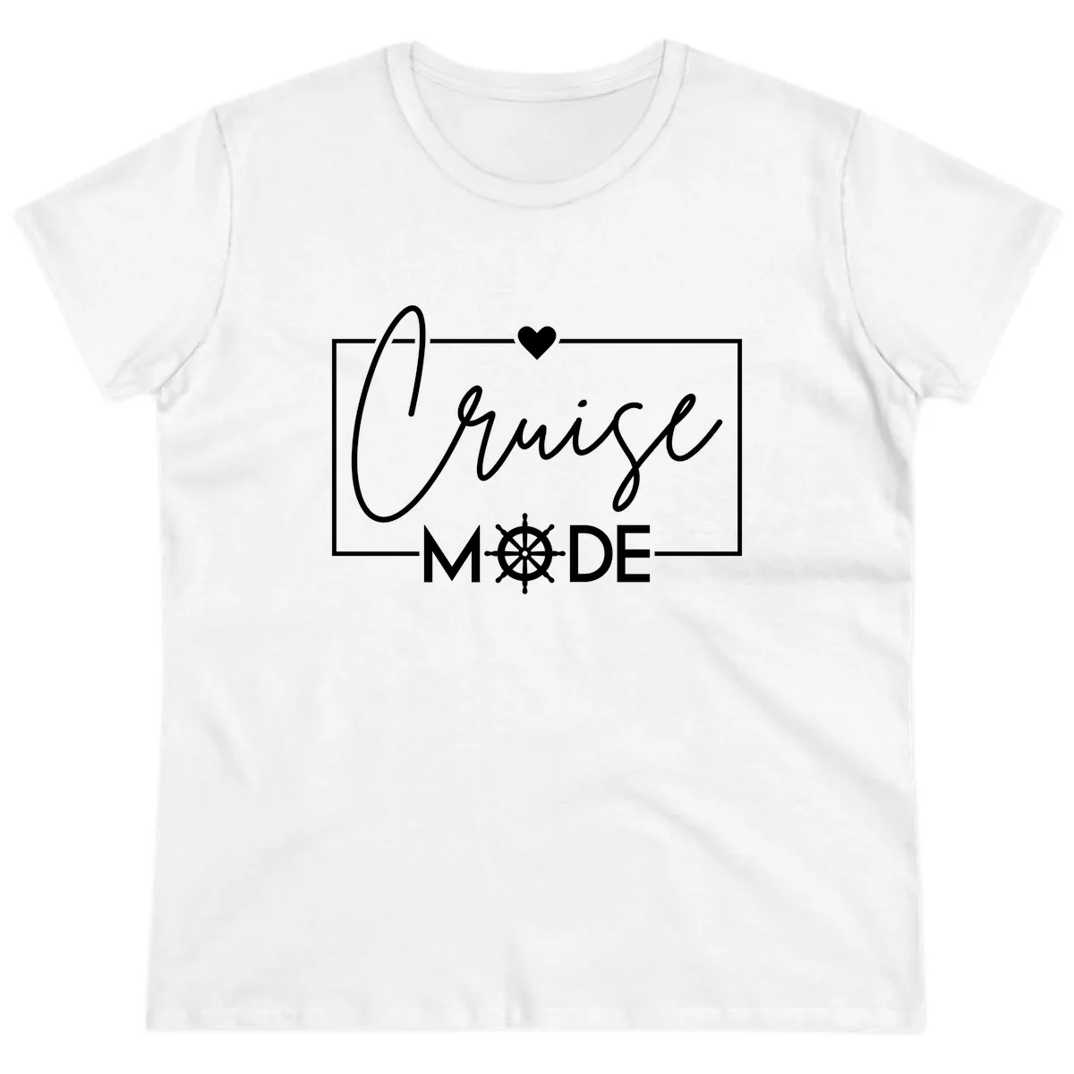 Cruise Mode Nautical Heart Ladies Tee in White
