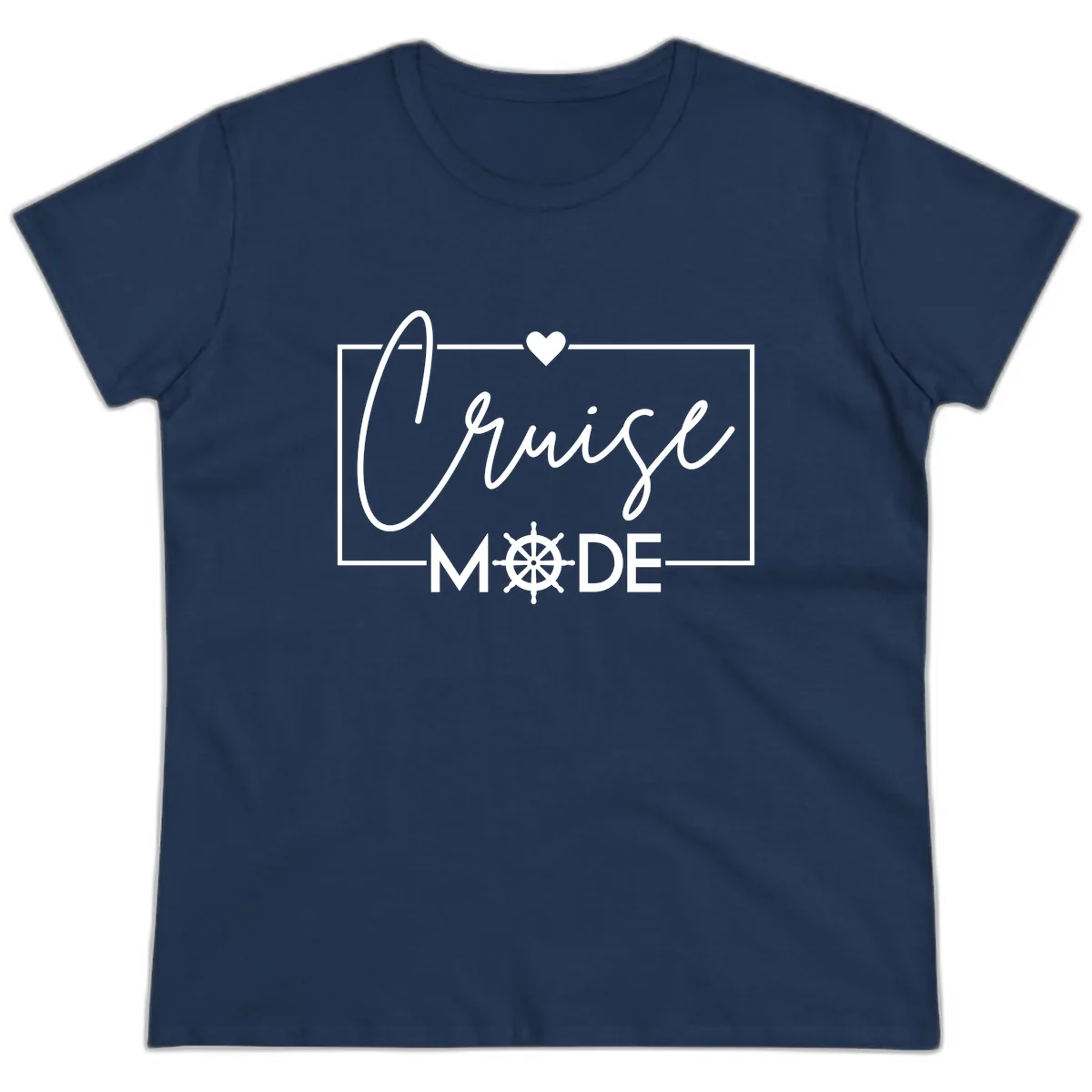 Cruise Mode Nautical Heart Ladies Tee in Navy