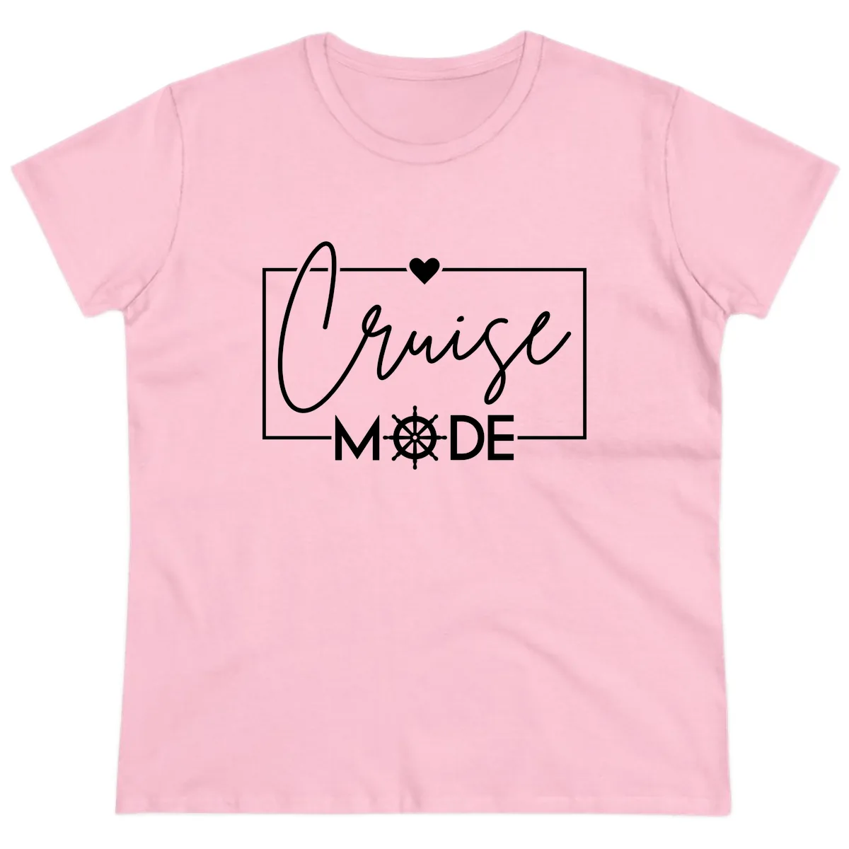 Cruise Mode Nautical Heart Ladies Tee in Light Pink
