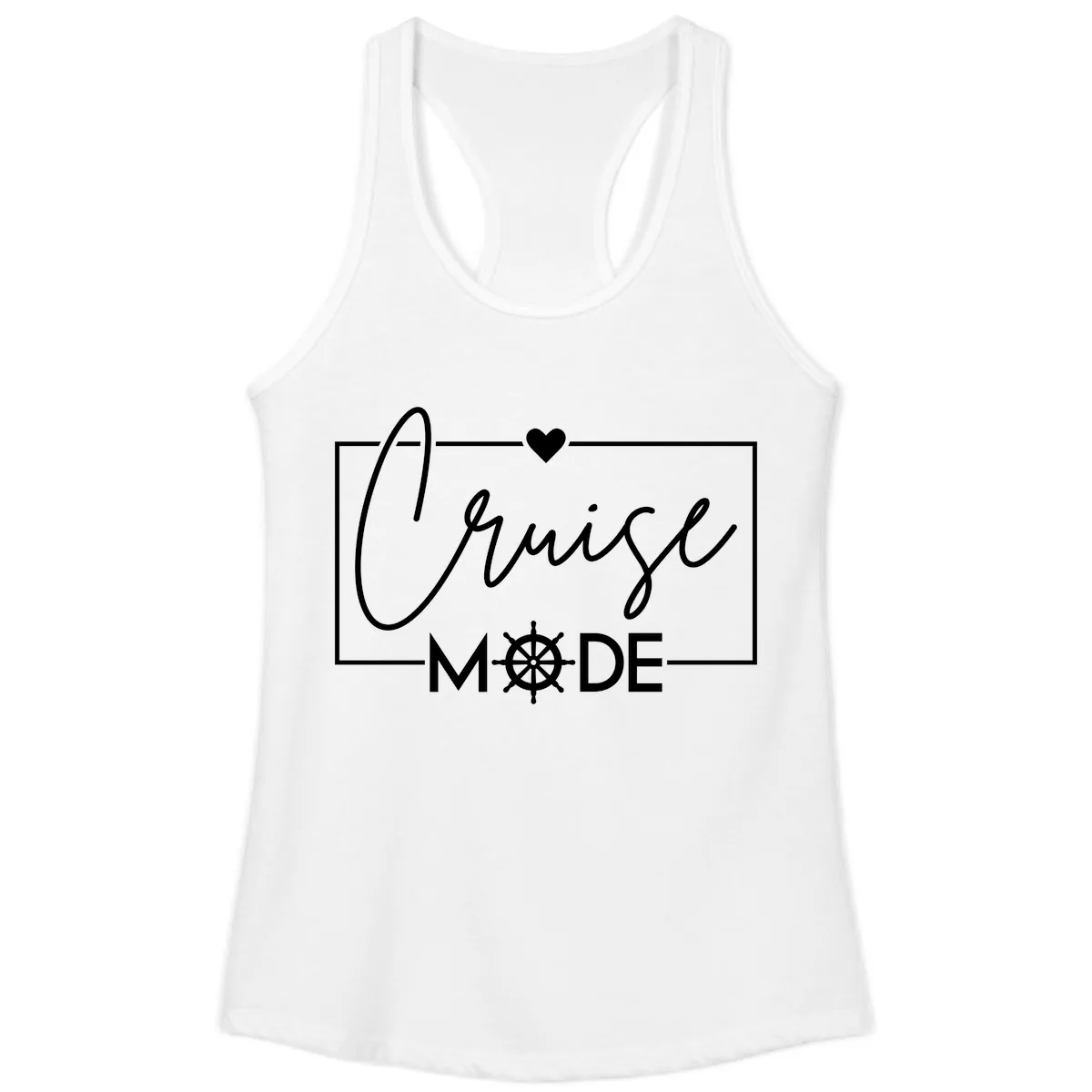 Cruise Mode Nautical Heart Ladies Tank in White