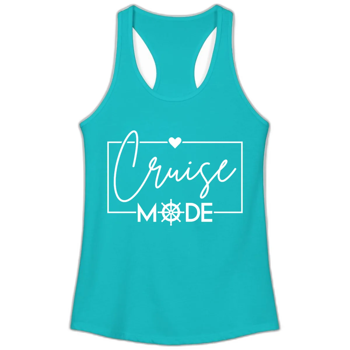 Cruise Mode Nautical Heart Ladies Tank in Tahiti Blue