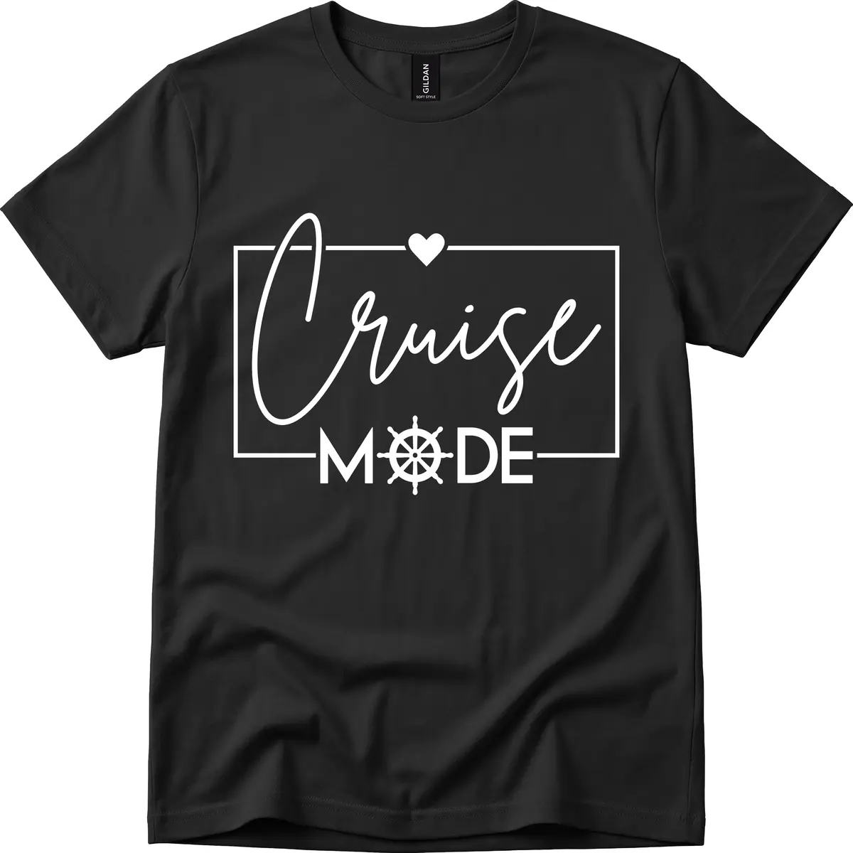 Cruise Mode Nautical Heart T-Shirt in Black