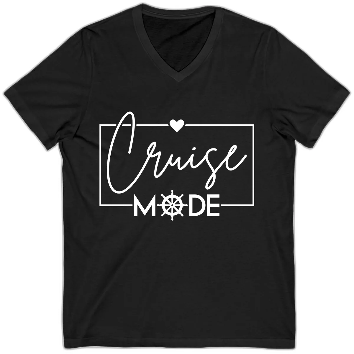Cruise Mode Nautical Heart V-Neck in Black