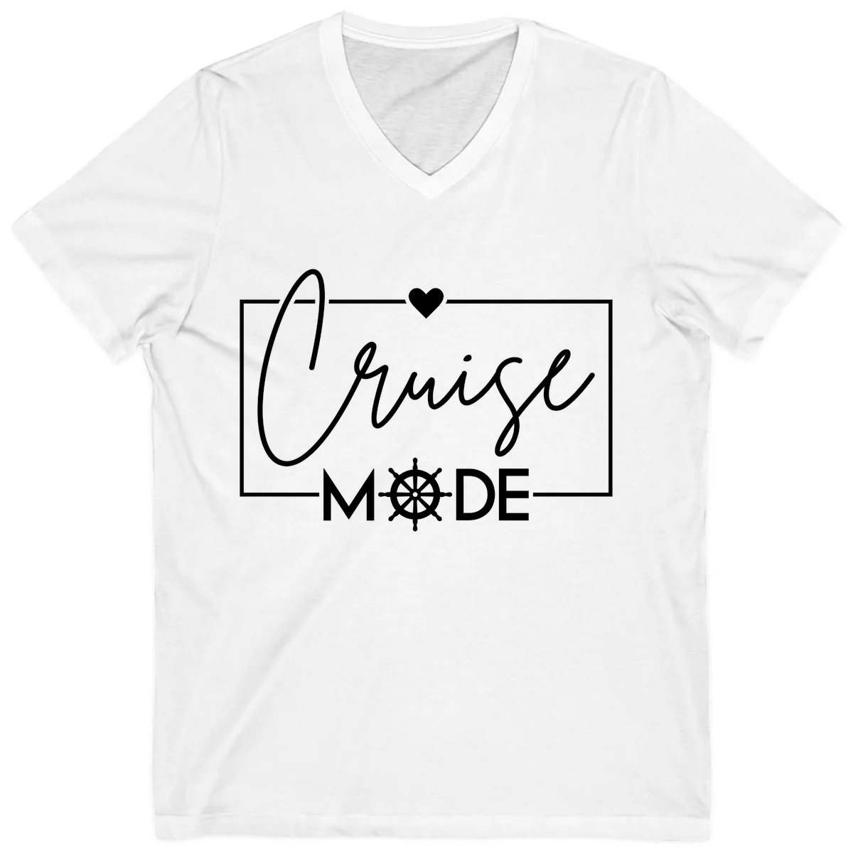 Cruise Mode Nautical Heart V-Neck in White