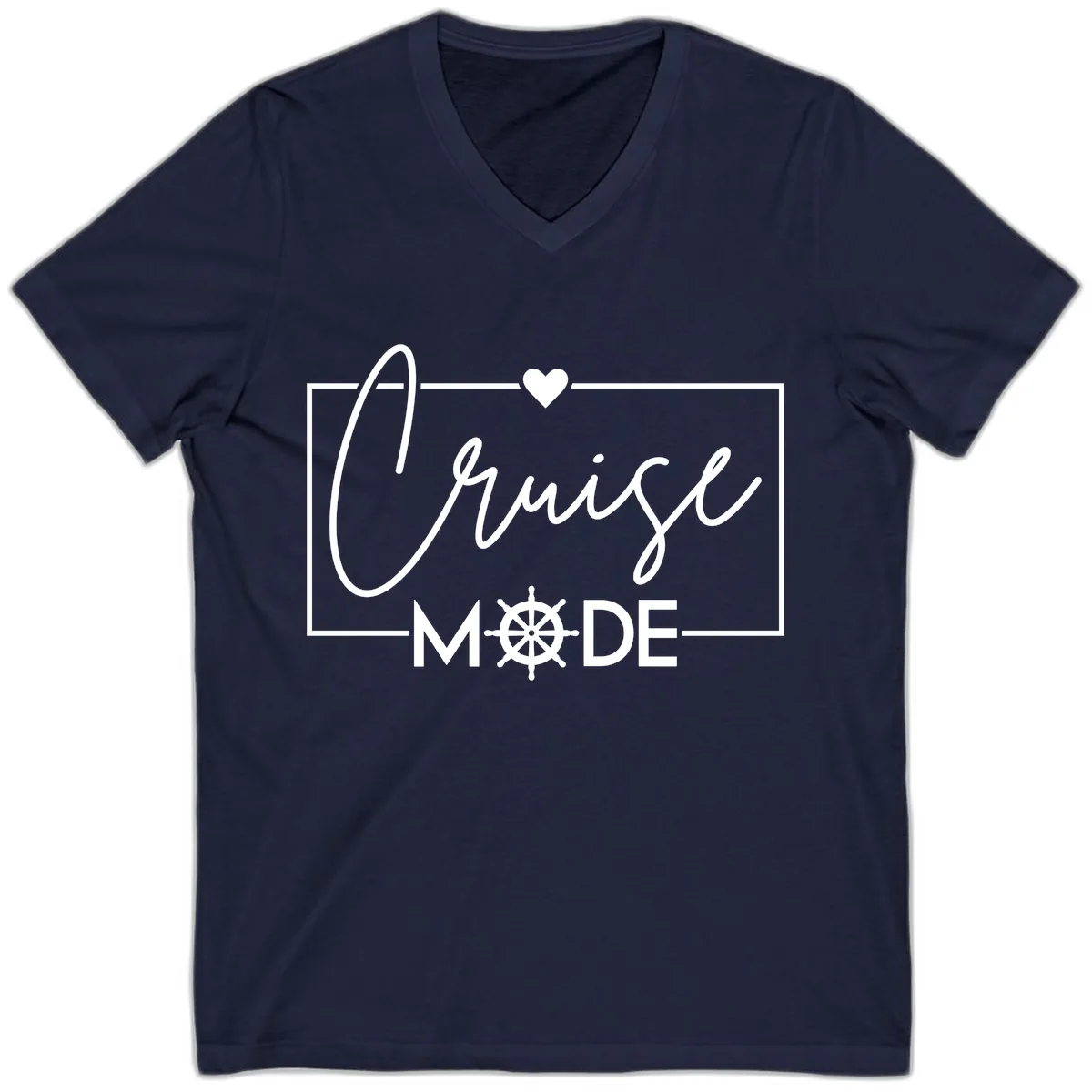 Cruise Mode Nautical Heart V-Neck in Navy