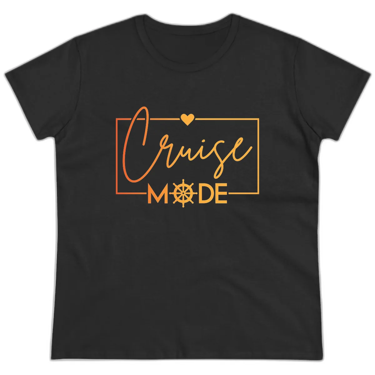 Ahoy Mode Nautical Heart Ladies Tee in Black