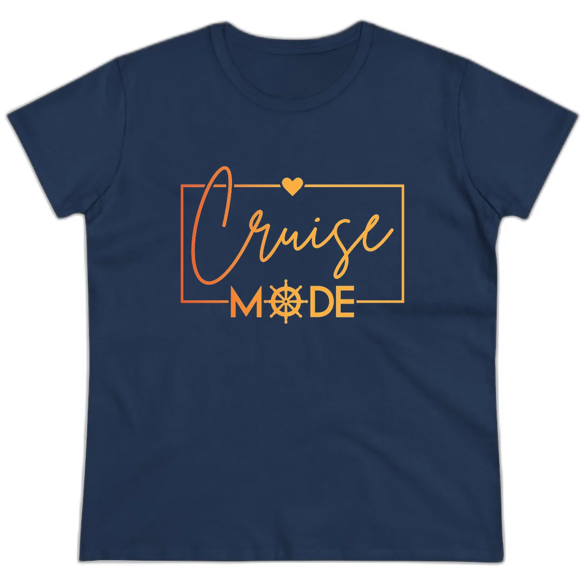Ahoy Mode Nautical Heart Ladies Tee in Navy