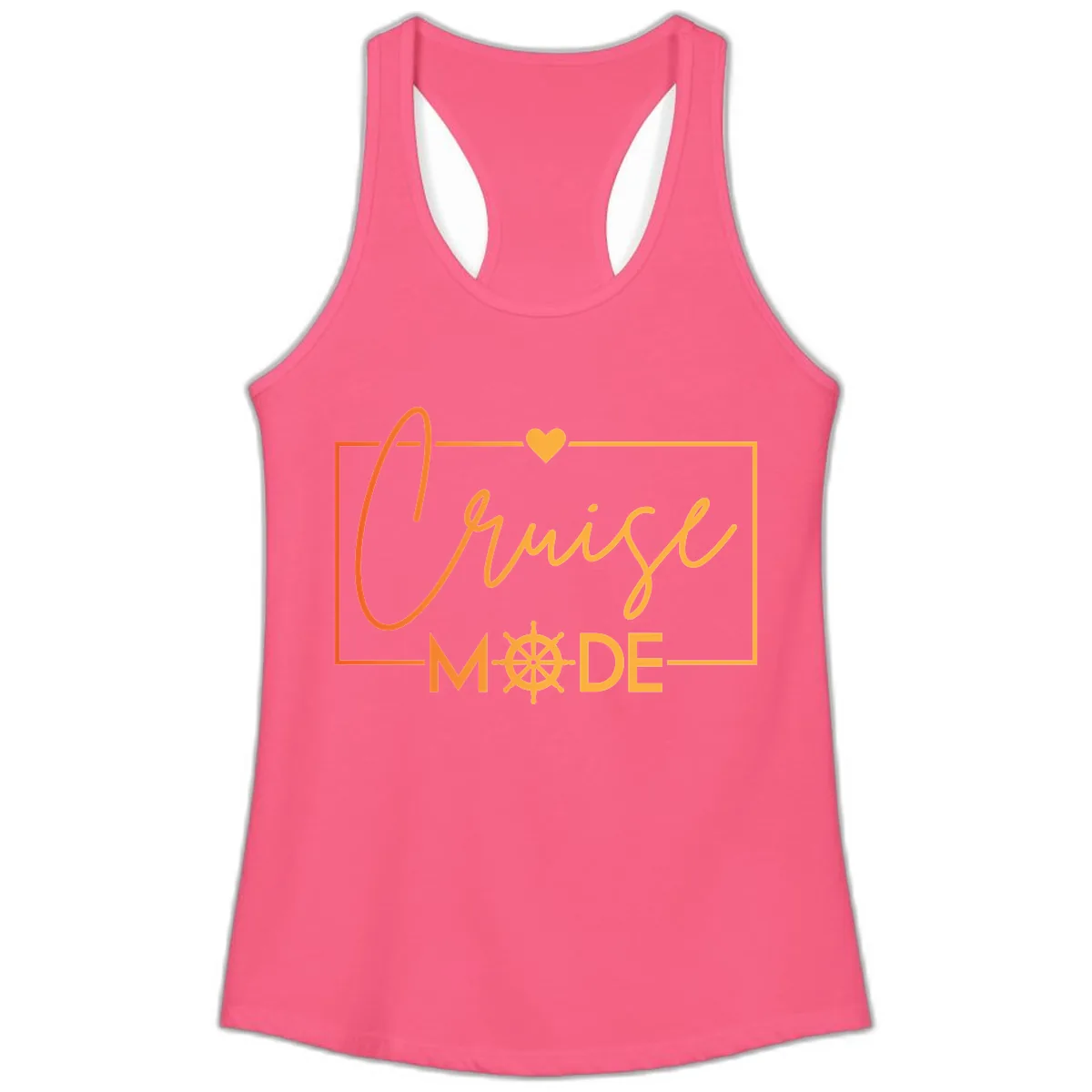 Ahoy Mode Nautical Heart Ladies Tank in Solid Hot Pink