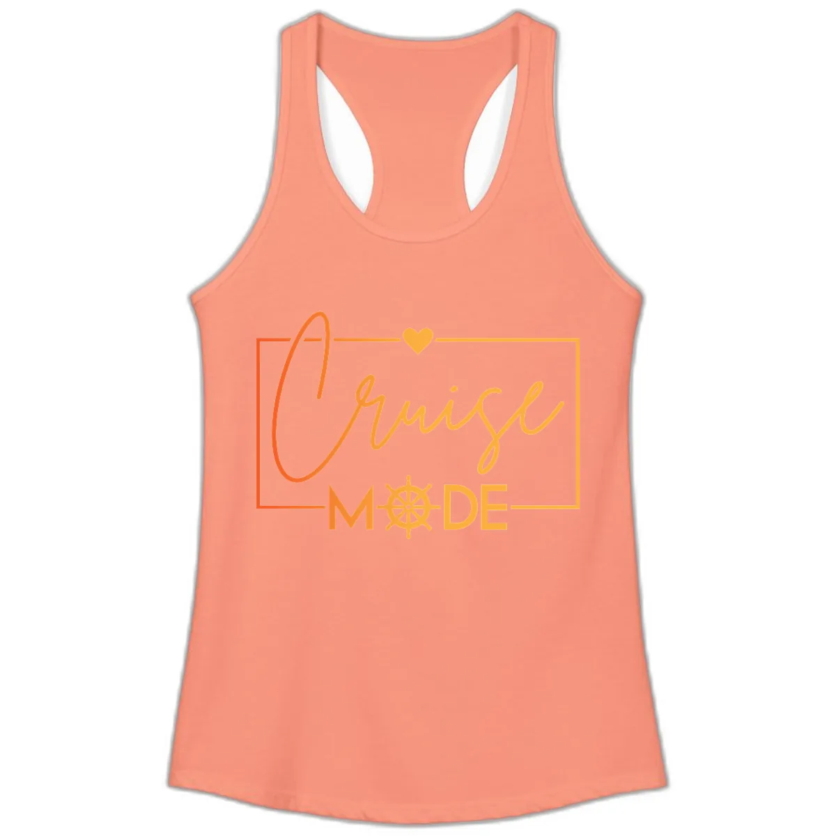 Ahoy Mode Nautical Heart Ladies Tank in Solid Light Orange