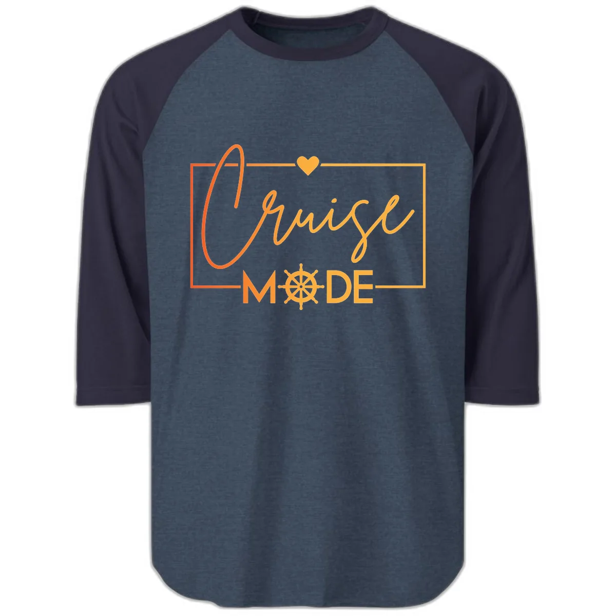 Ahoy Mode Nautical Heart Raglan 3/4 in Heather Denim Navy