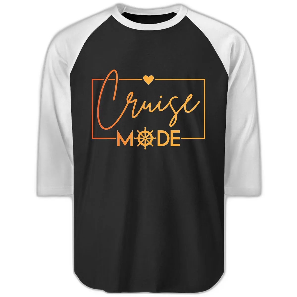 Ahoy Mode Nautical Heart Raglan 3/4 in Black White