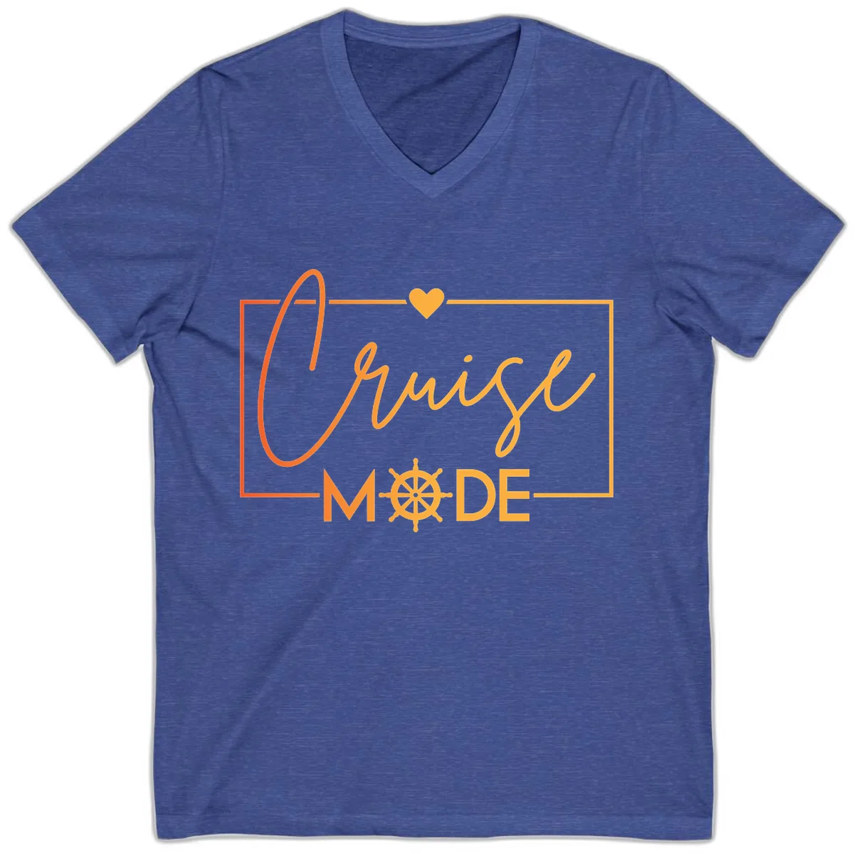 Ahoy Mode Nautical Heart V-Neck in Heather True Royal