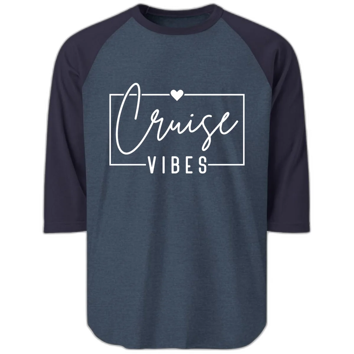 Chill Vibes Cruise Raglan 3/4 in Heather Denim Navy