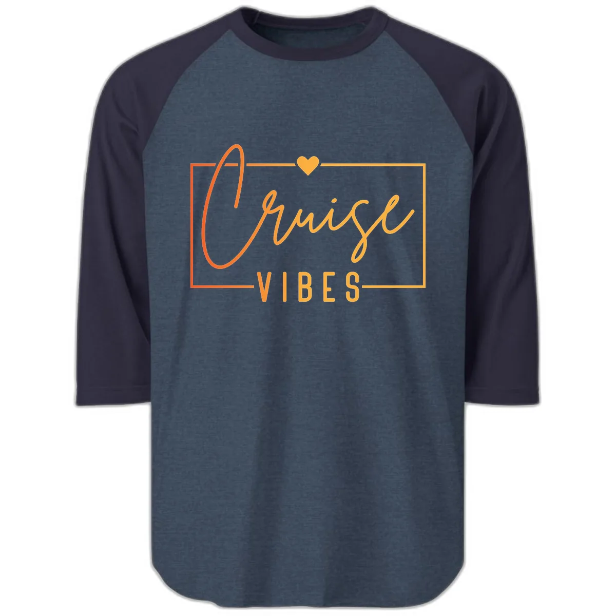 Cruise Vibes Raglan 3/4 in Heather Denim Navy