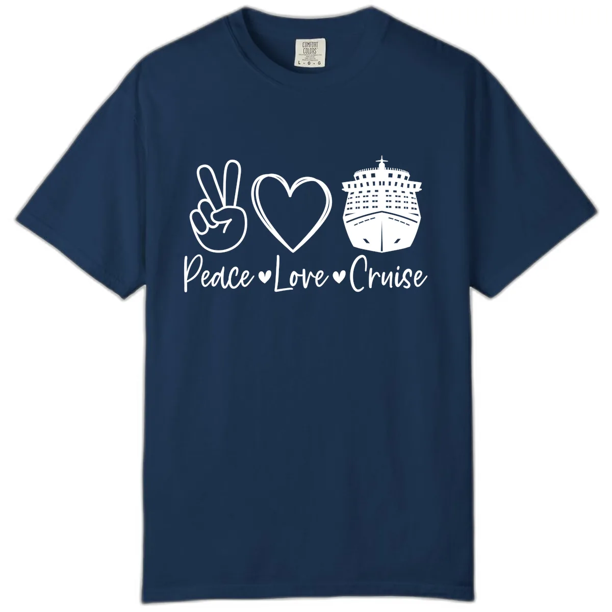 Peace Love Cruise Comfort Color in Navy