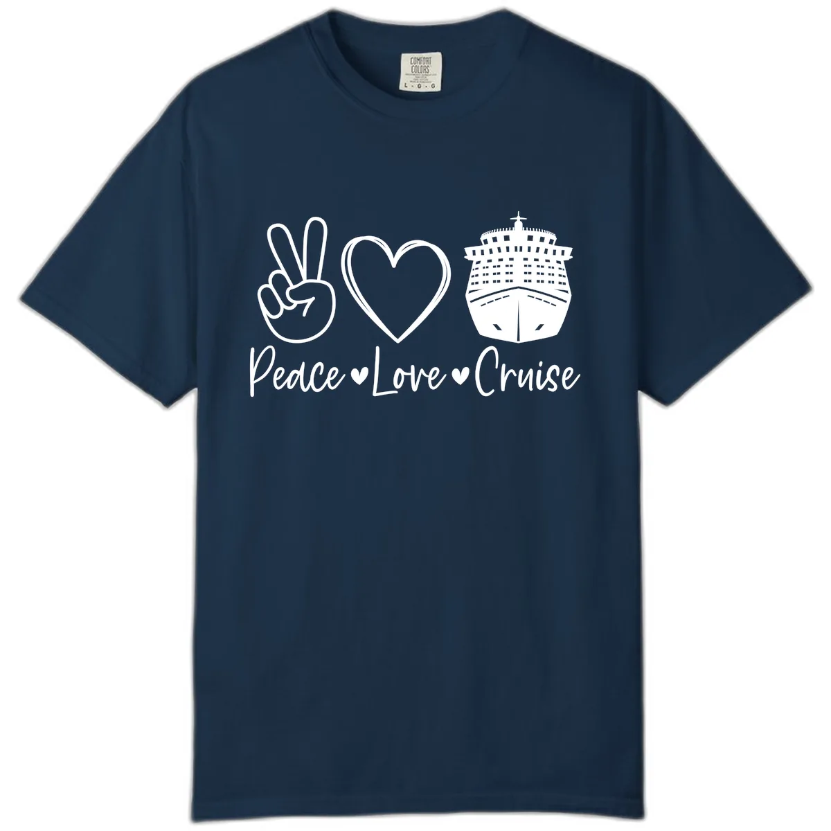 Peace Love Cruise Comfort Color in True Navy