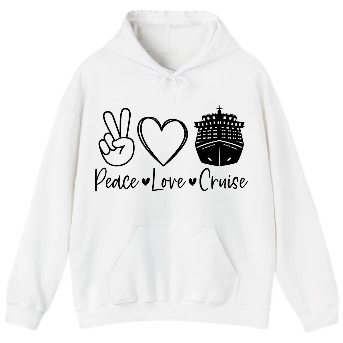 Peace Love Cruise Hoodie in White