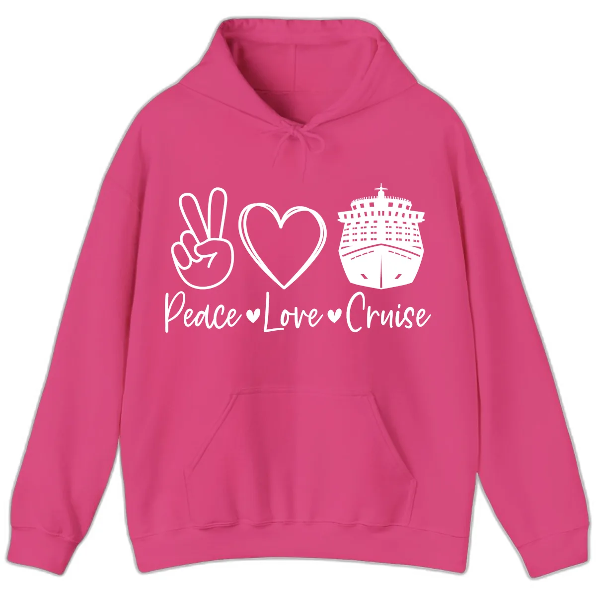 Peace Love Cruise Hoodie in Heliconia