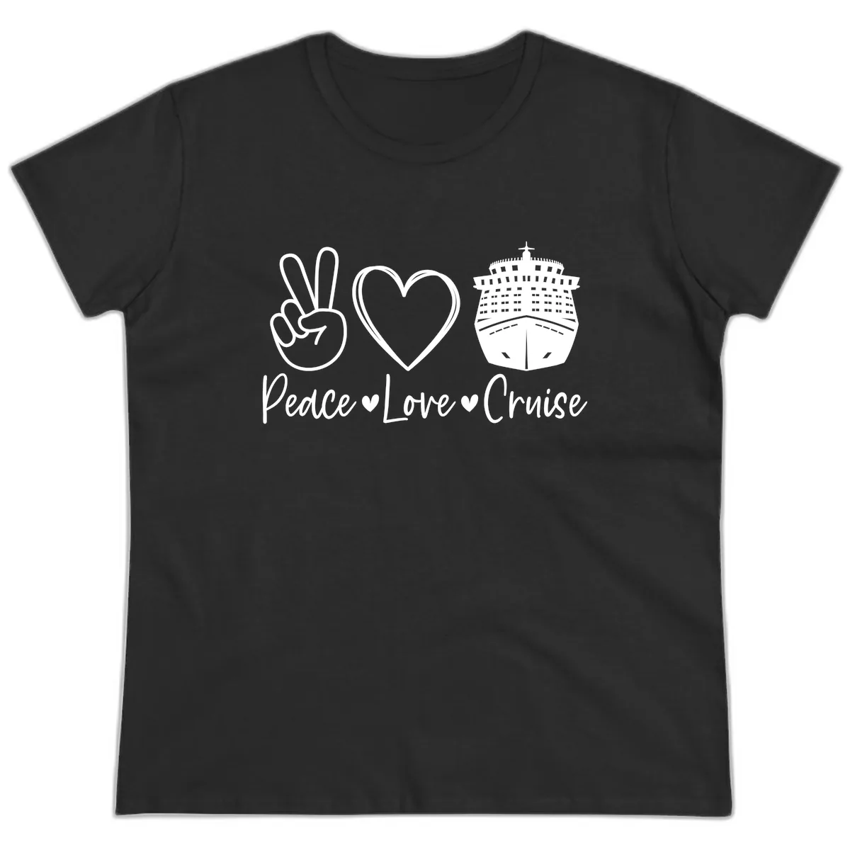 Peace Love Cruise Ladies Tee in Black
