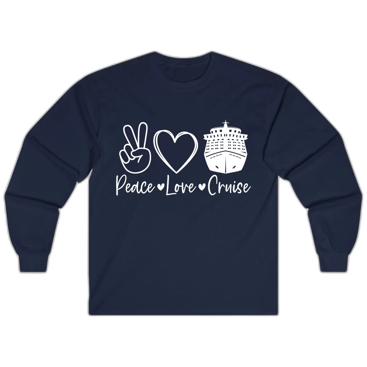 Peace Love Cruise Long Sleeve in Navy