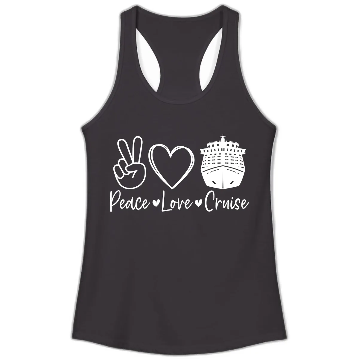 Peace Love Cruise Ladies Tank in Black