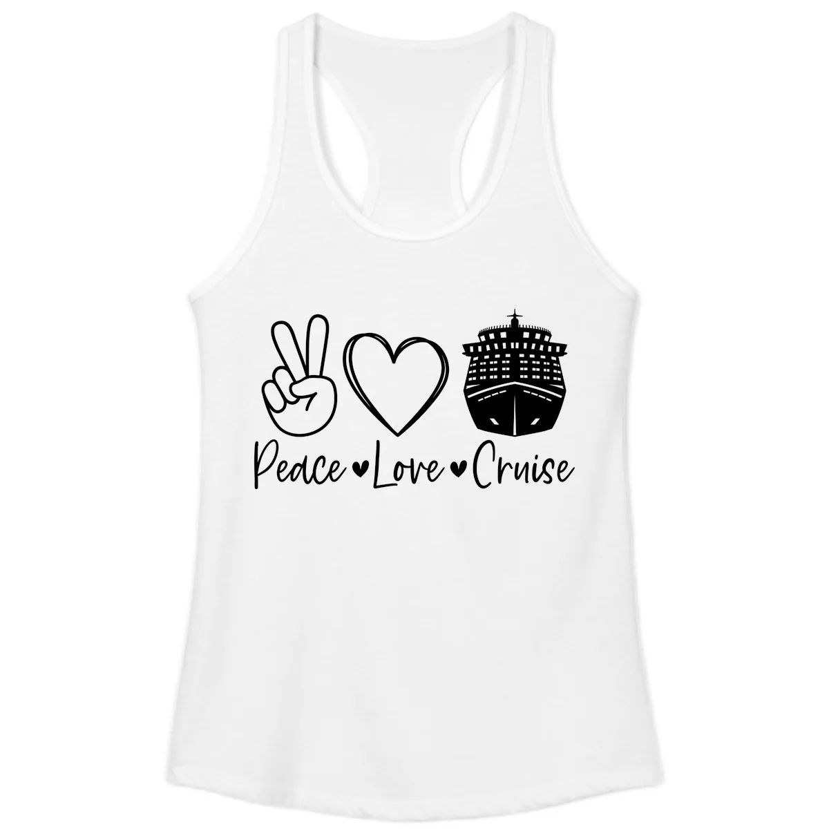 Peace Love Cruise Ladies Tank in White