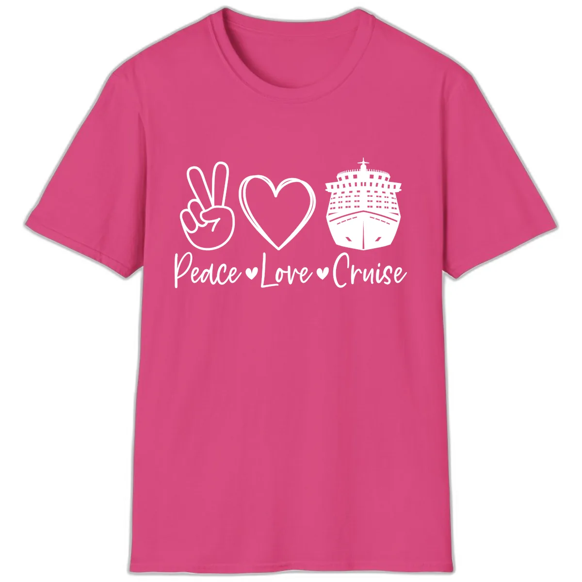 Peace Love Cruise T-Shirt in Heliconia