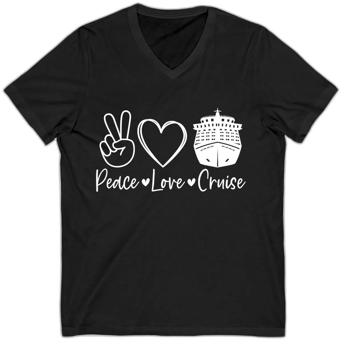 Peace Love Cruise V-Neck in Black