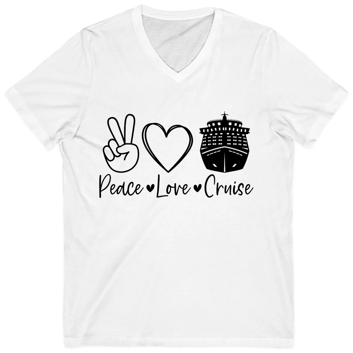Peace Love Cruise V-Neck in White