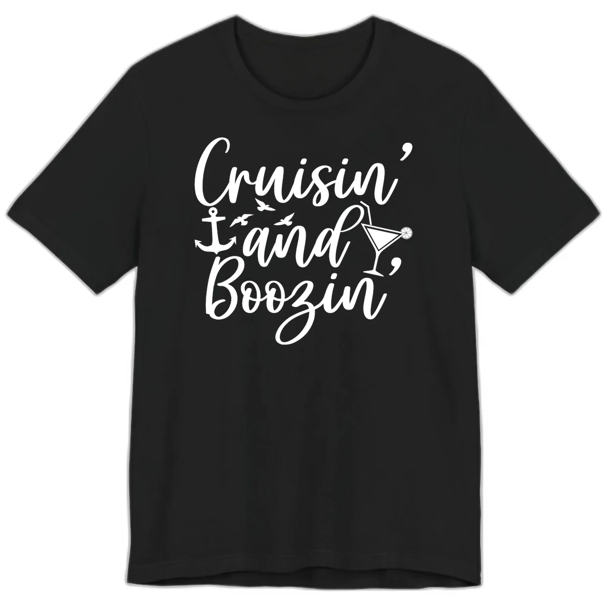 Cruisin' And Boozing Nautical Premium T-Shirt in Black
