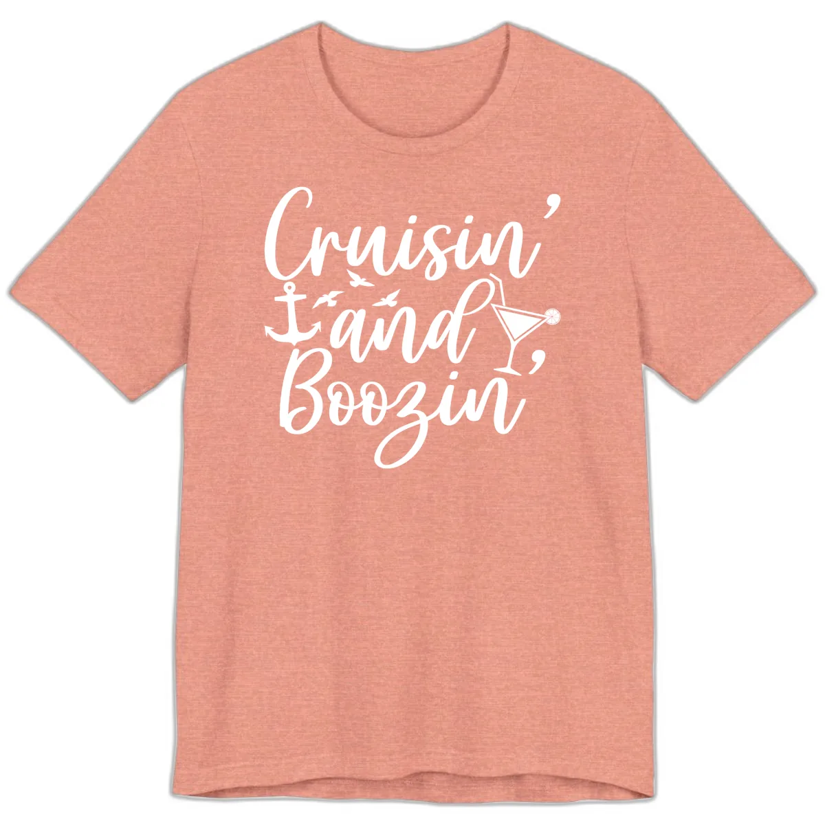 Cruisin' And Boozing Nautical Premium T-Shirt in Heather Sunset