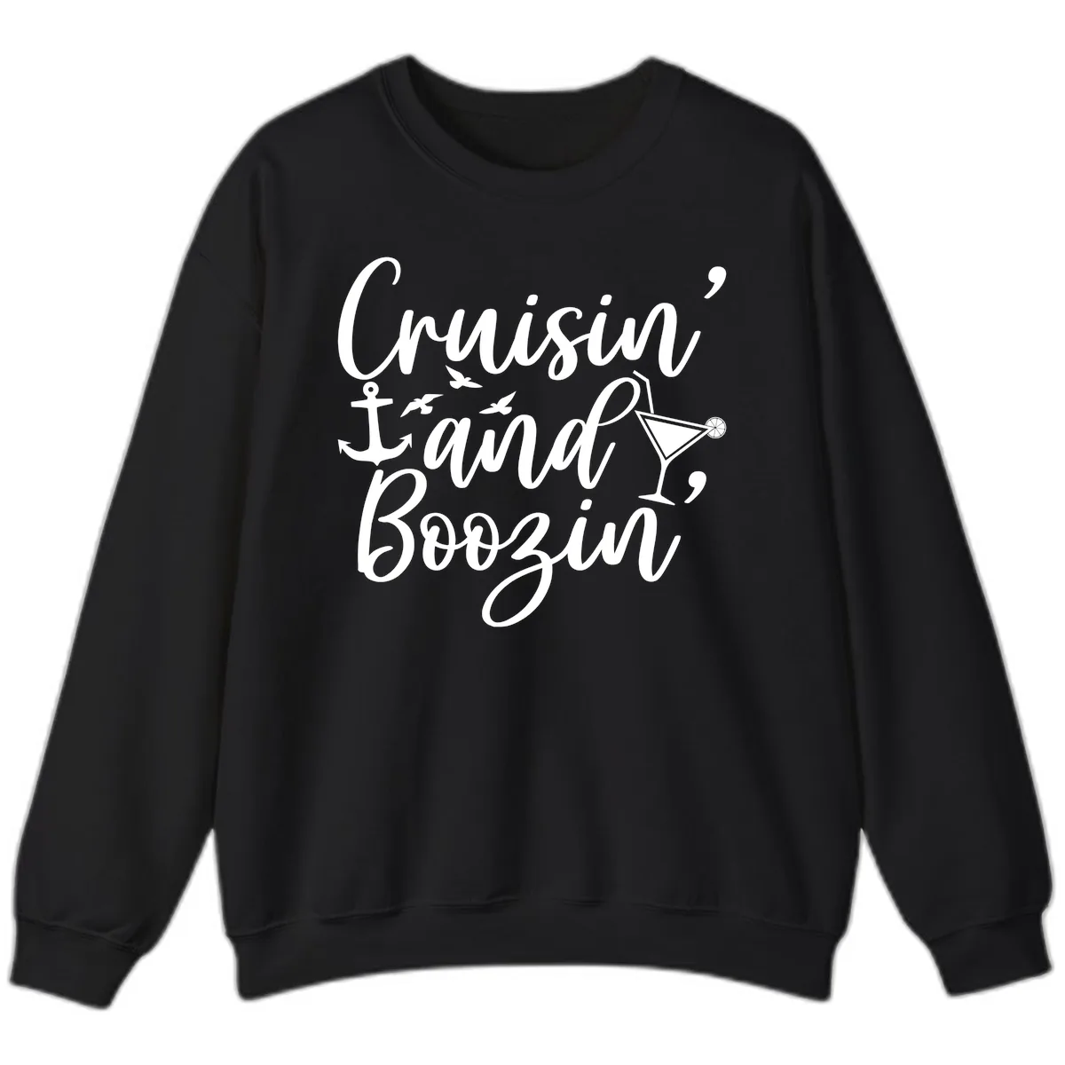 Cruisin' And Boozing Nautical Sweatshirt in Black