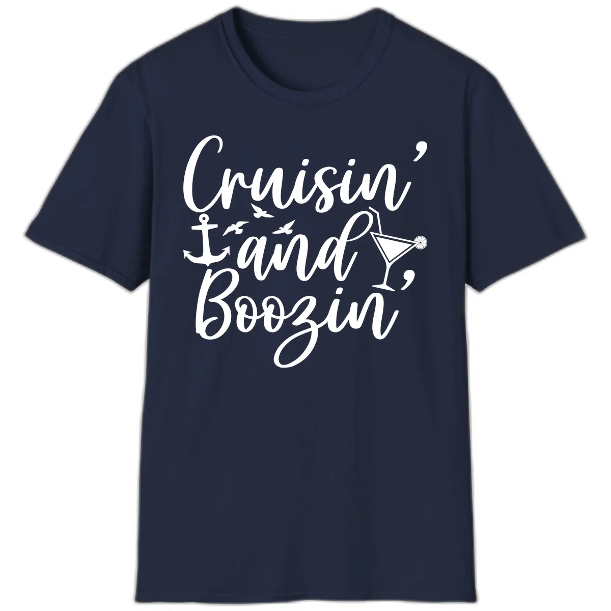 Cruisin' And Boozing Nautical T-Shirt in Navy