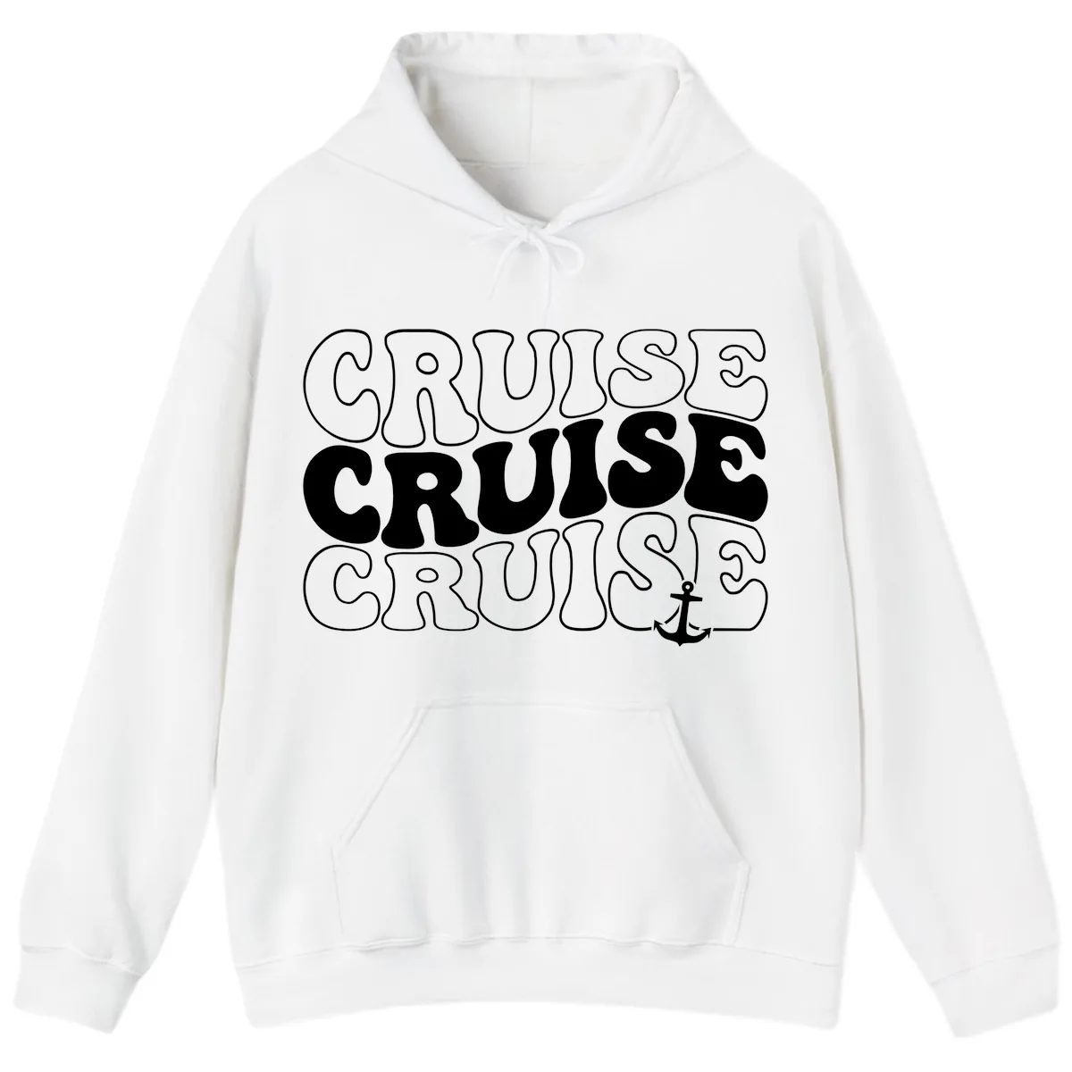 Cruise Cruise Cruise Anchor Design Hoodie in White