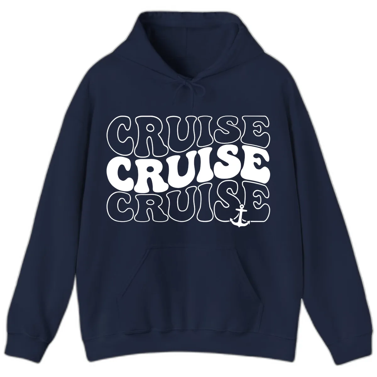 Cruise Cruise Cruise Anchor Design Hoodie in Navy