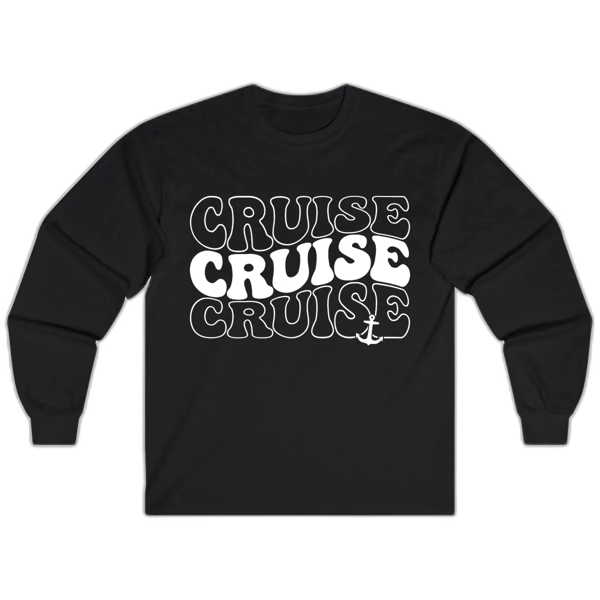 Cruise Cruise Cruise Anchor Design Long Sleeve in Black