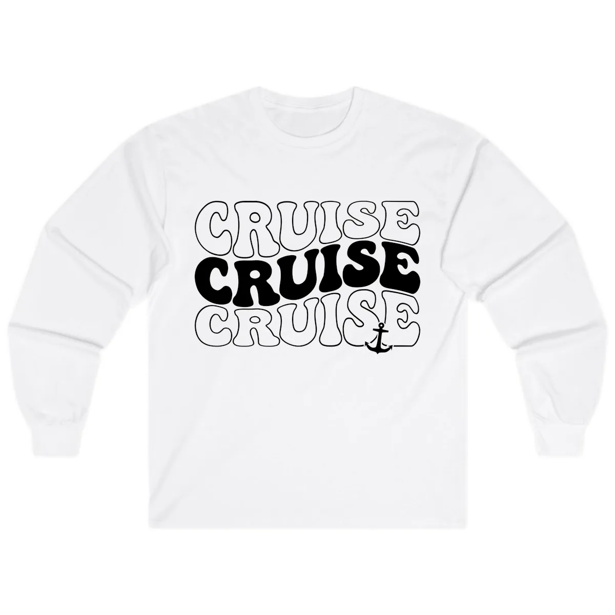 Cruise Cruise Cruise Anchor Design Long Sleeve in White