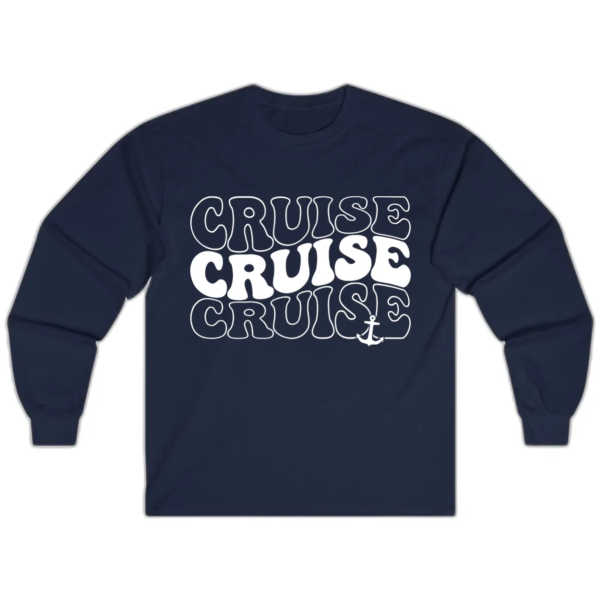 Cruise Cruise Cruise Anchor Design Long Sleeve in Navy