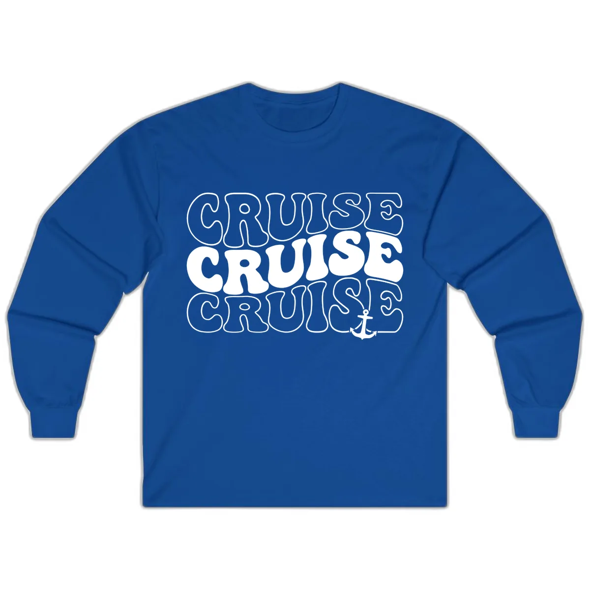 Cruise Cruise Cruise Anchor Design Long Sleeve in Royal