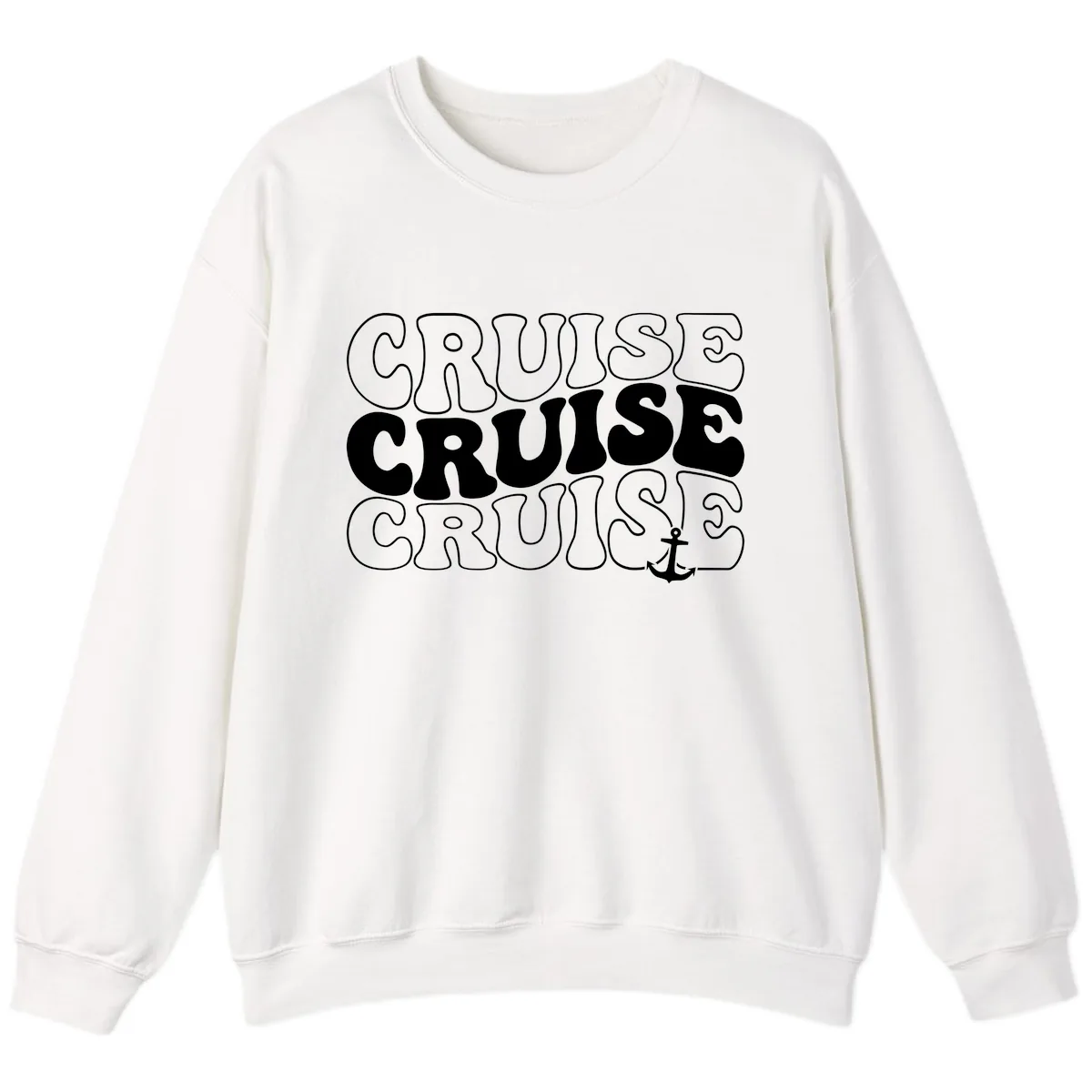 Cruise Cruise Cruise Anchor Design Sweatshirt in White