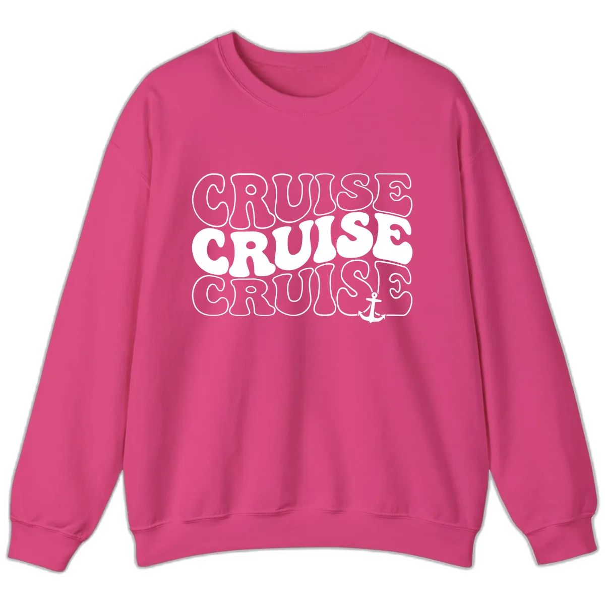 Cruise Cruise Cruise Anchor Design Sweatshirt in Heliconia