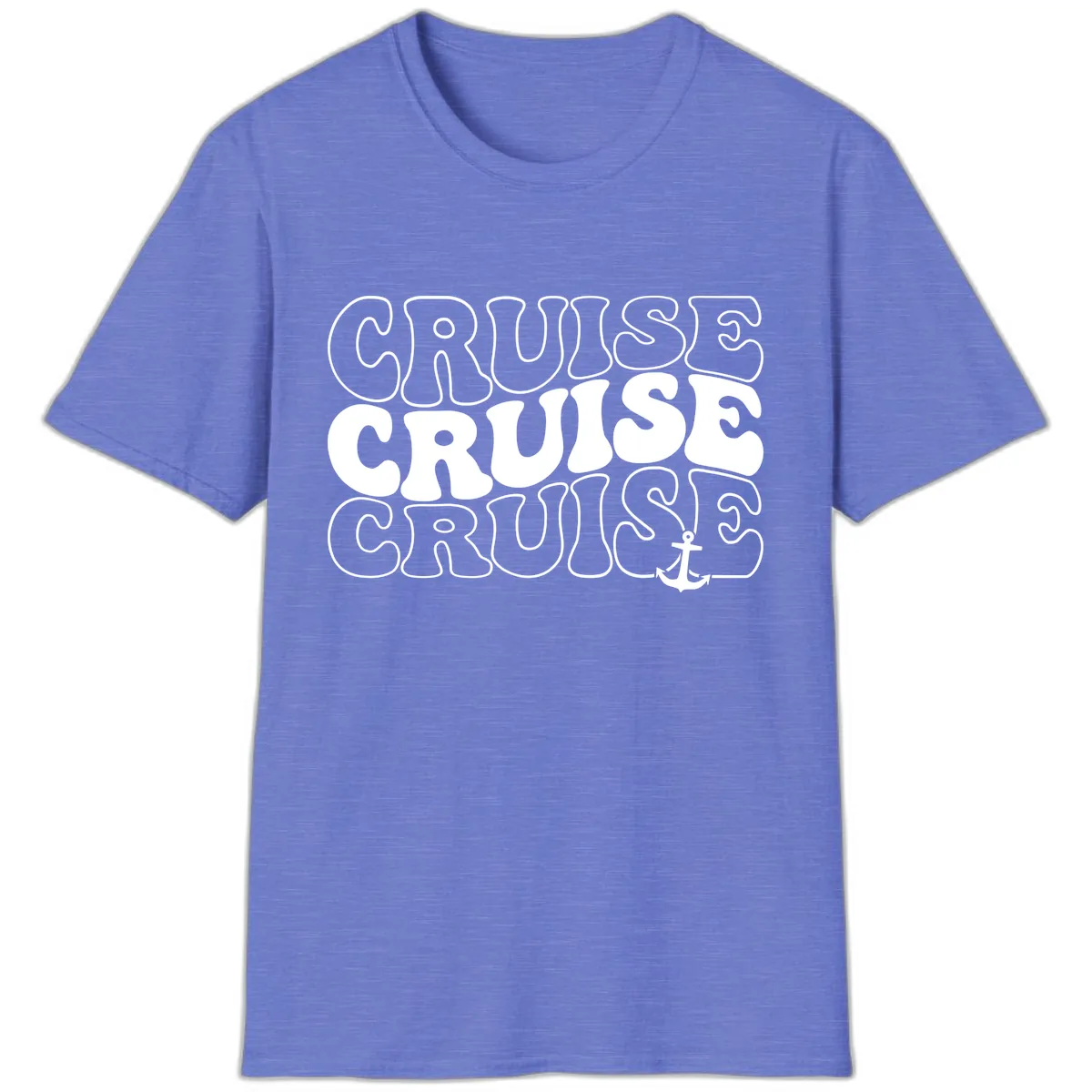 Cruise Cruise Cruise Anchor Design T-Shirt in Heather Royal