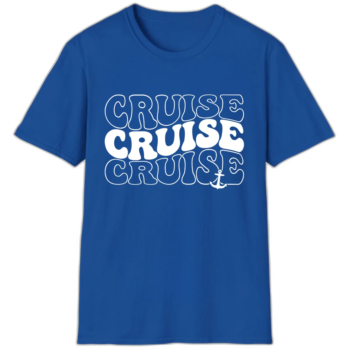 Cruise Cruise Cruise Anchor Design T-Shirt in Royal