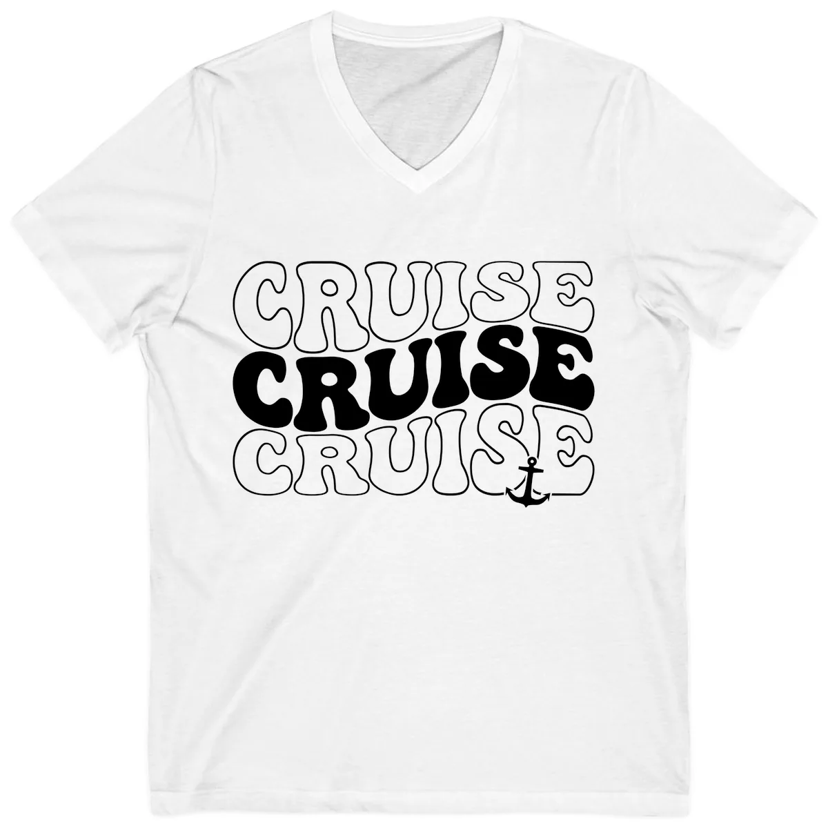 Cruise Cruise Cruise Anchor Design V-Neck in White