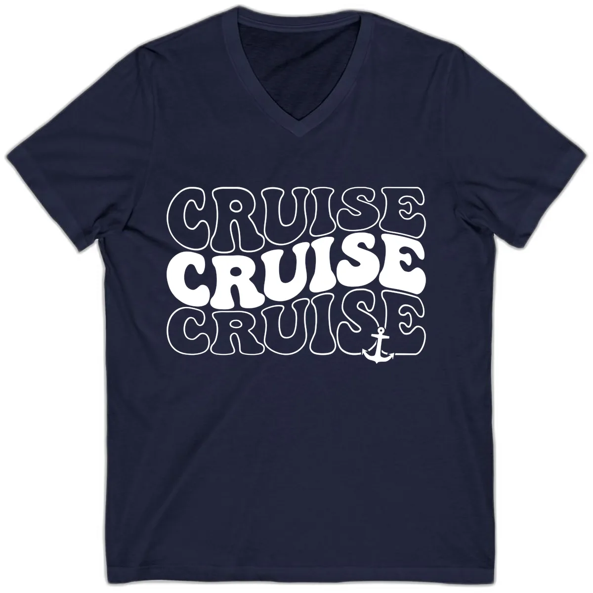 Cruise Cruise Cruise Anchor Design V-Neck in Navy