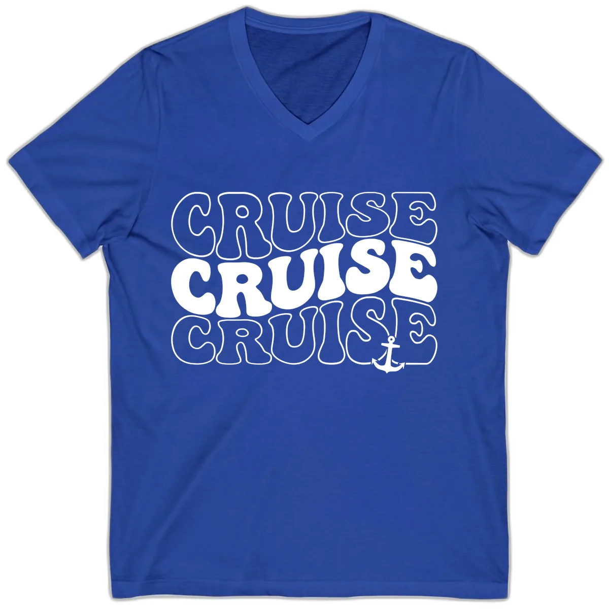Cruise Cruise Cruise Anchor Design V-Neck in True Royal