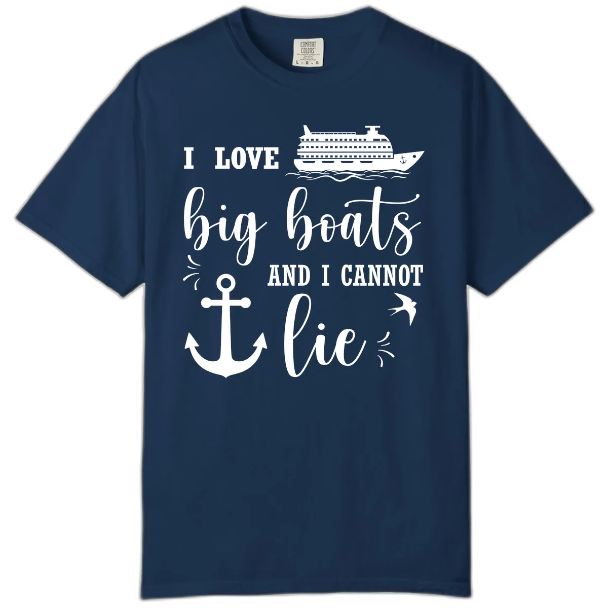 Big Boats And I Cannot Lie Comfort Color in Navy