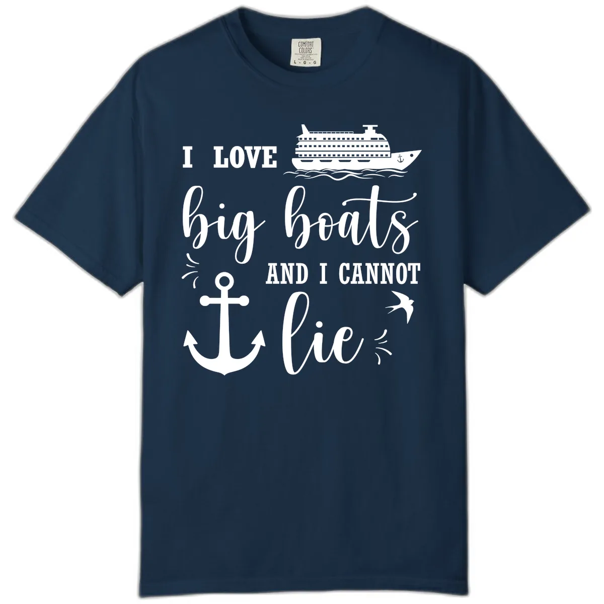 Big Boats And I Cannot Lie Comfort Color in True Navy